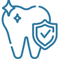 Tooth with shield icon representing dental protection and care services.