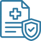 Medical document with health cross symbol and protective shield badge icon.