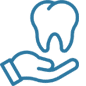 Hand holding tooth icon representing dental care and protection services.